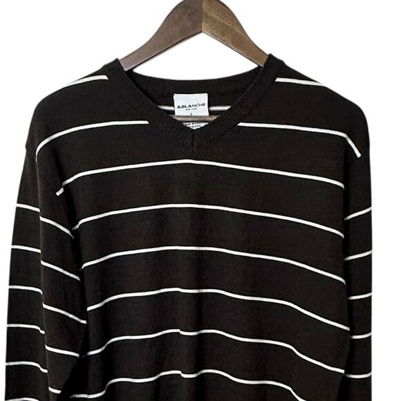 Ablanche New York Brown Striped Sweater Men’s Large NWT Acrylic Knit Pullover - Picture 3 of 9